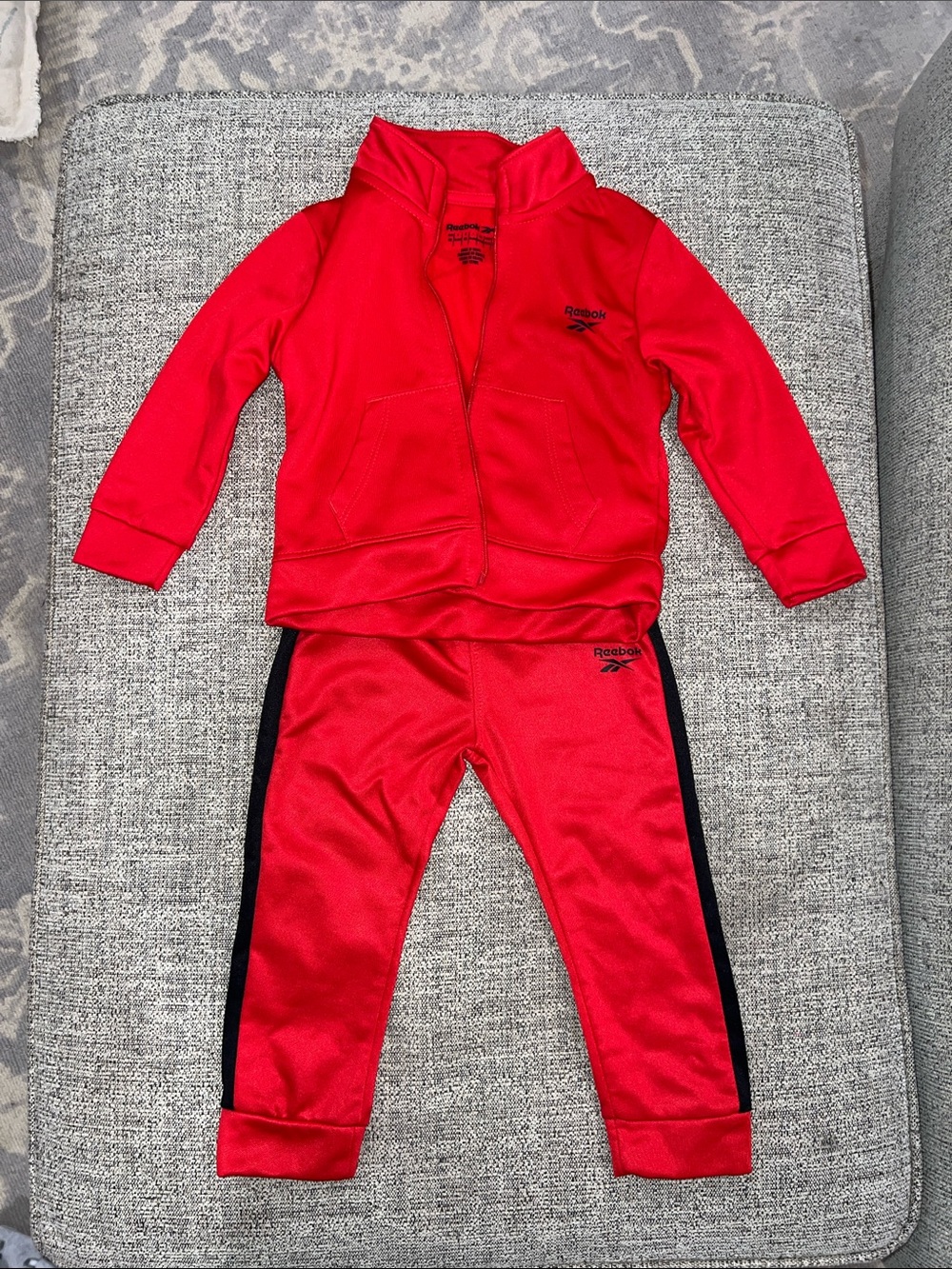 Reebok Kids Red Jogger Pants with Black Side Stripes